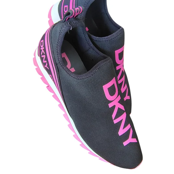 DKNY ABBI Women's Black and Pink Slip-On Sneakers - Picture 5 of 7